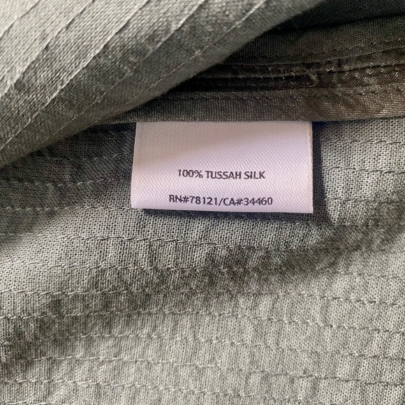 Eileen Fisher Open Front Quilted Silk Tussah Jacket Women's Sz 1X/XL Grey Green - Picture 4 of 15